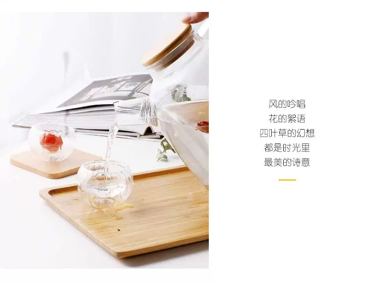 Dày hoa ấm trà trà thủy tinh đặt chịu nhiệt kính ấm trà lạnh ấm công suất lớn nhiệt độ cao chống cháy nổ nồi thủy tinh bộ ấm trà đẹp
