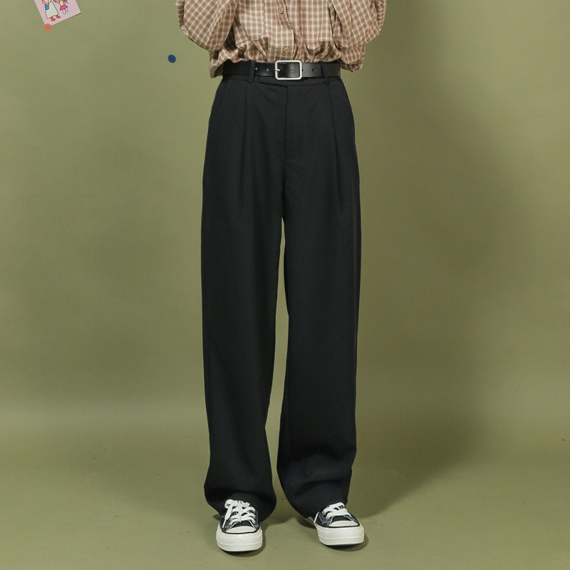 Branch Small Buds 2022 Spring and Autumn High Waist Loose Slim Sagging Lengthened Mopping Pants Long Pants Black Suit Pants Women