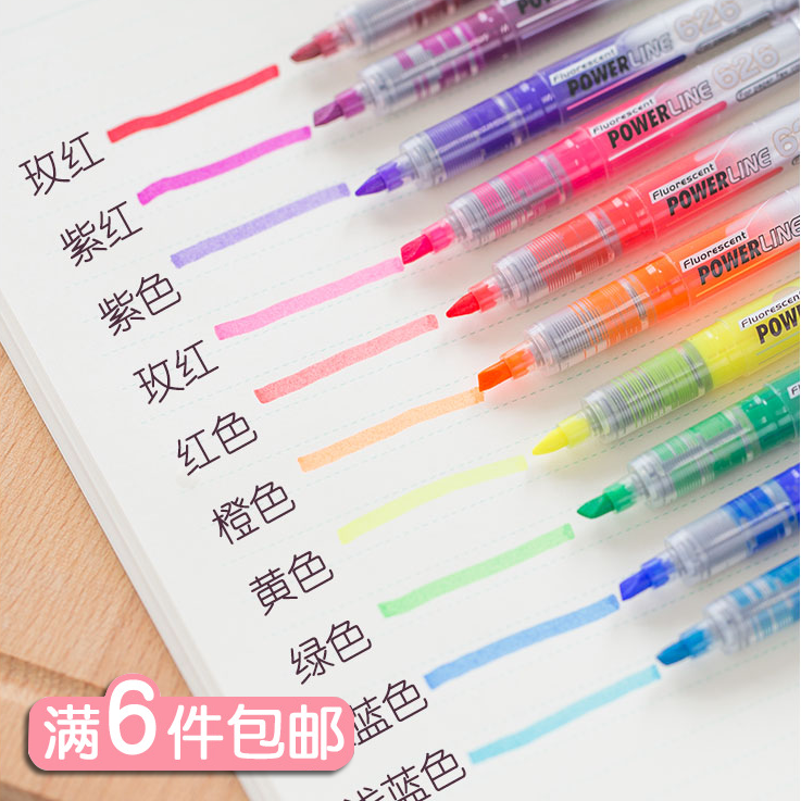 Snow 626 straight liquid fluorescent pen set Candy small fresh student color marker pen Children's marker pen
