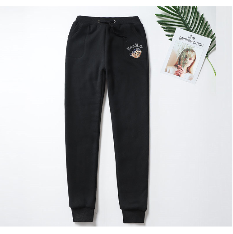 Quần bó sát cashmere nữ mùa thu và mùa đông siêu dày cộng với chân nhung quần ống rộng rộng quần dài sinh viên quần ấm Quần ngụy trang nữ mùa hè
