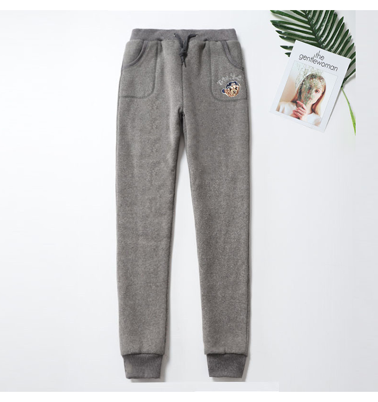 Quần bó sát cashmere nữ mùa thu và mùa đông siêu dày cộng với chân nhung quần ống rộng rộng quần dài sinh viên quần ấm Quần ngụy trang nữ mùa hè