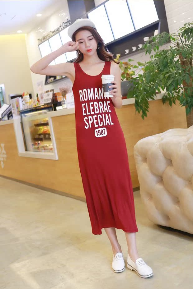 Mùa xuân 2017 phụ nữ mới mùa hè đầm modal yếm váy cotton bãi biển kích thước lớn - Váy dài váy dài đi biển