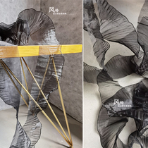 Large wavy lace transparent black accessories three-dimensional pleated lace see-through wedding dress clothing fabric