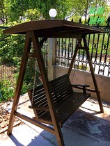 Customized outdoor anticorrosive wood swing chair carbonized wood leisure courtyard rocking chair childrens balcony double solid wood hanging chair