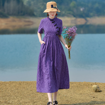 Ying Rui original ethnic style dress 2020 Summer new thin long skirt literary retro A- line dress womens clothing