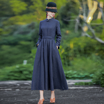 Ying as a national style thickened pure linen dress women autumn and winter 2020 new Chinese style base skirt skirt