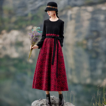 Ying as a national style cotton linen dress women 2020 Autumn and Winter new vintage dress temperament base skirt