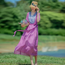 (The second piece 1 yuan) Ying Rui original ethnic dress womens summer waist long skirt looks thin and high temperament