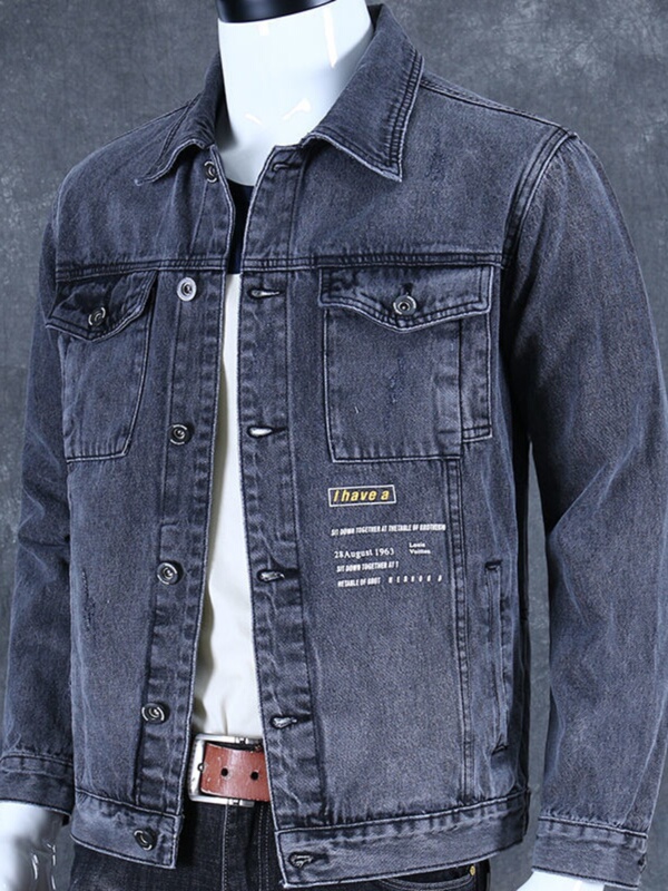New Denim Jacket for Men, Loose Fit for Work, Spring and Autumn Korean Style Trendy Brand, Large Size Workwear Jacket