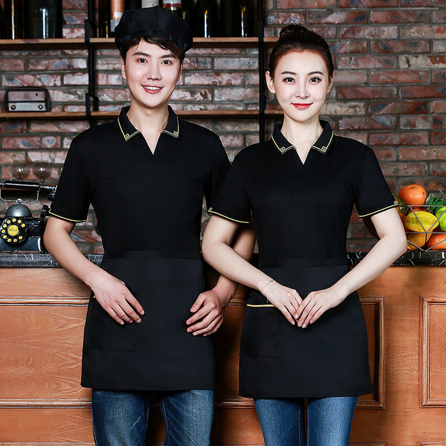 Summer restaurant waiter work clothes short-sleeved T-shirt hotel catering hot pot restaurant supermarket work clothes custom printed logo