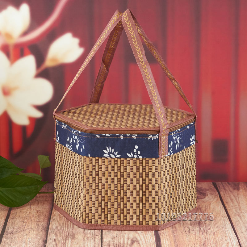 Retro Tea Bamboo Basket Lake delicate bamboo basket end - noon packing with hand - empty gift box wine basket