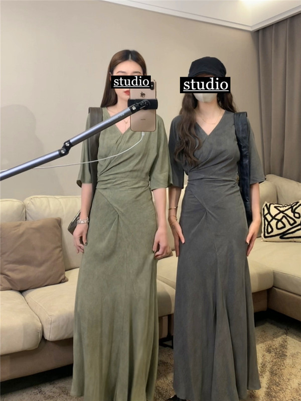 Weizhen Noble and Informative Design One-Piece Fried Color Dress with Strappy Texture Fishtail Skirt Weizhen Noble and Informative Design One-Piece Fried Color Dress with Strappy Texture Fishtail Skirt