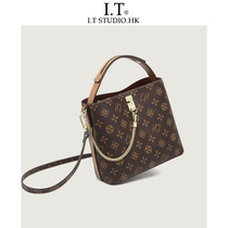 Hong Kong famous brand presbyopia shoulder messenger leather bag female simple fashion trendy quality wild small bucket bag