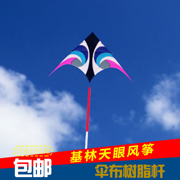 Sky eye umbrella cloth kite Weifang large kite Keeling brand can hang lights to hang tail triangle kite