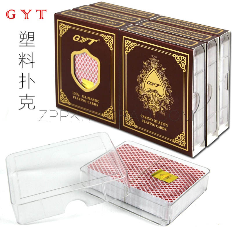 GYT Texas small-character plastic poker plastic double-sided scrub plastic box gold art 688 6986 pair]