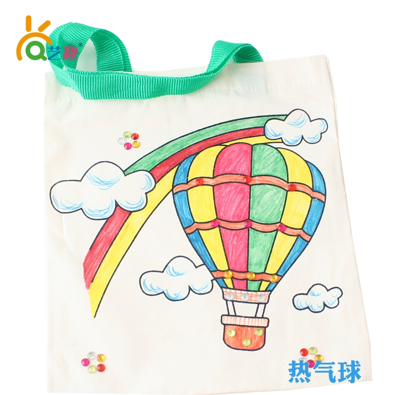 Trường mẫu giáo vui nhộn DIY Handmade Chất liệu sáng tạo Graffiti Coloring Cotton Gift Bag Blind Bag Child Handmade