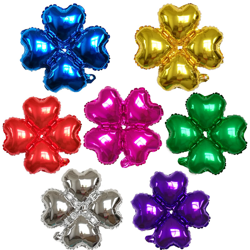 Christmas decoration balloon aluminum four-leaf clover mixed color balloon shop window festival scene layout supplies