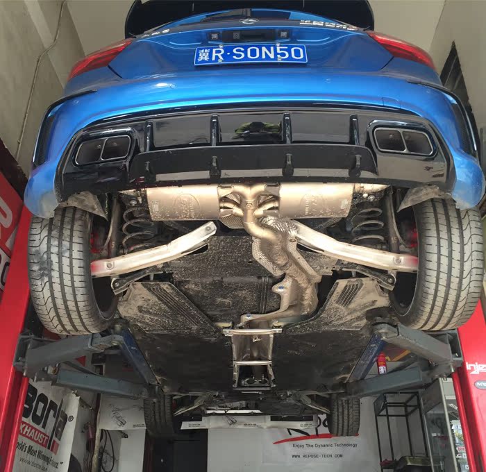 Bünster A180 A200 A260 A45 A45 tailpipe tail throat AMG sports car sound head section midtail section