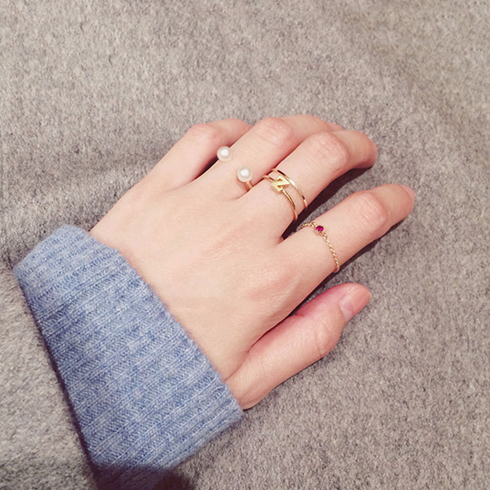 Hand made natural pearl ring Ring Ornament Fashion 100 lap pop opening ring to send bestie-Taobao