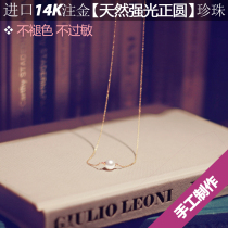 Natural Freshwater Pearl Necklace Woman Lock Bone Chain Fashion South Korea Brief Round Pearl Woman Send Girlfriend Gift