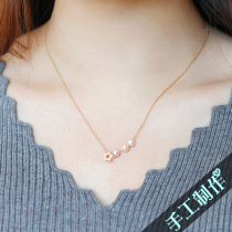 Natural Freshwater Pearl Lock Bone Necklace 14k Notes Golden Pentagram Crystal Ornament Pendant Gift