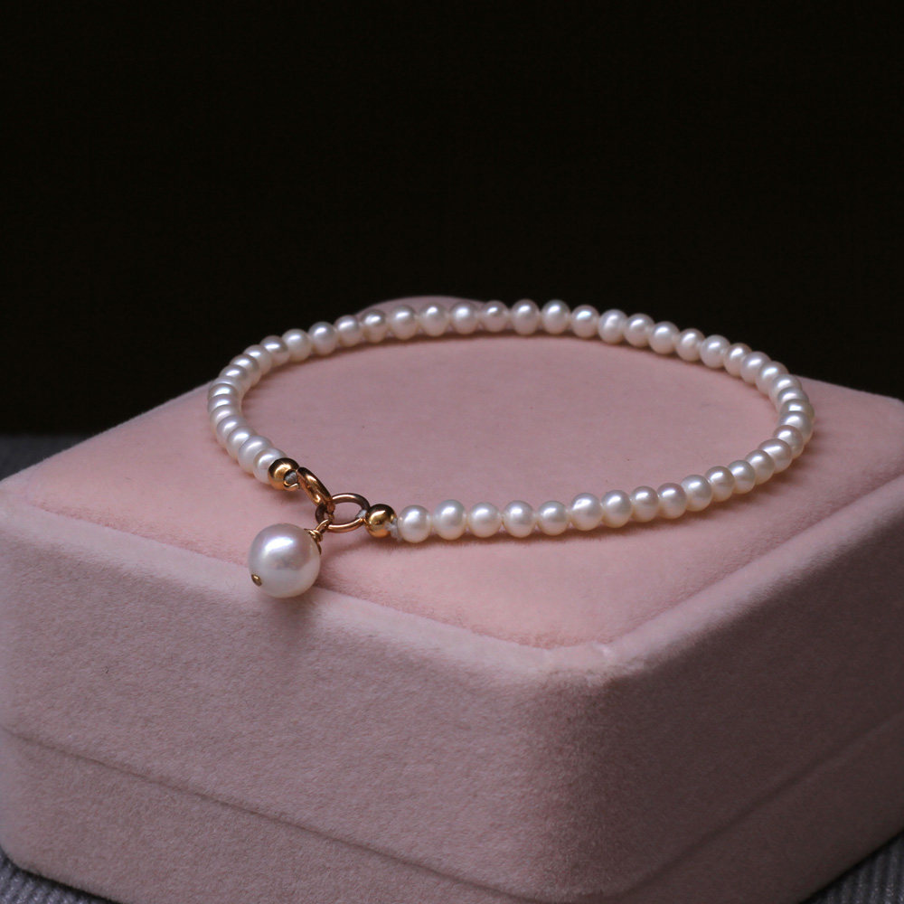 Natural Freshwater Small Pearl Bracelet Hand Chain Ornament Hand Rope Han Edition Brief Female Gift Bestie Girlfriends Girlfriend woman Wang Lithings-Taobao