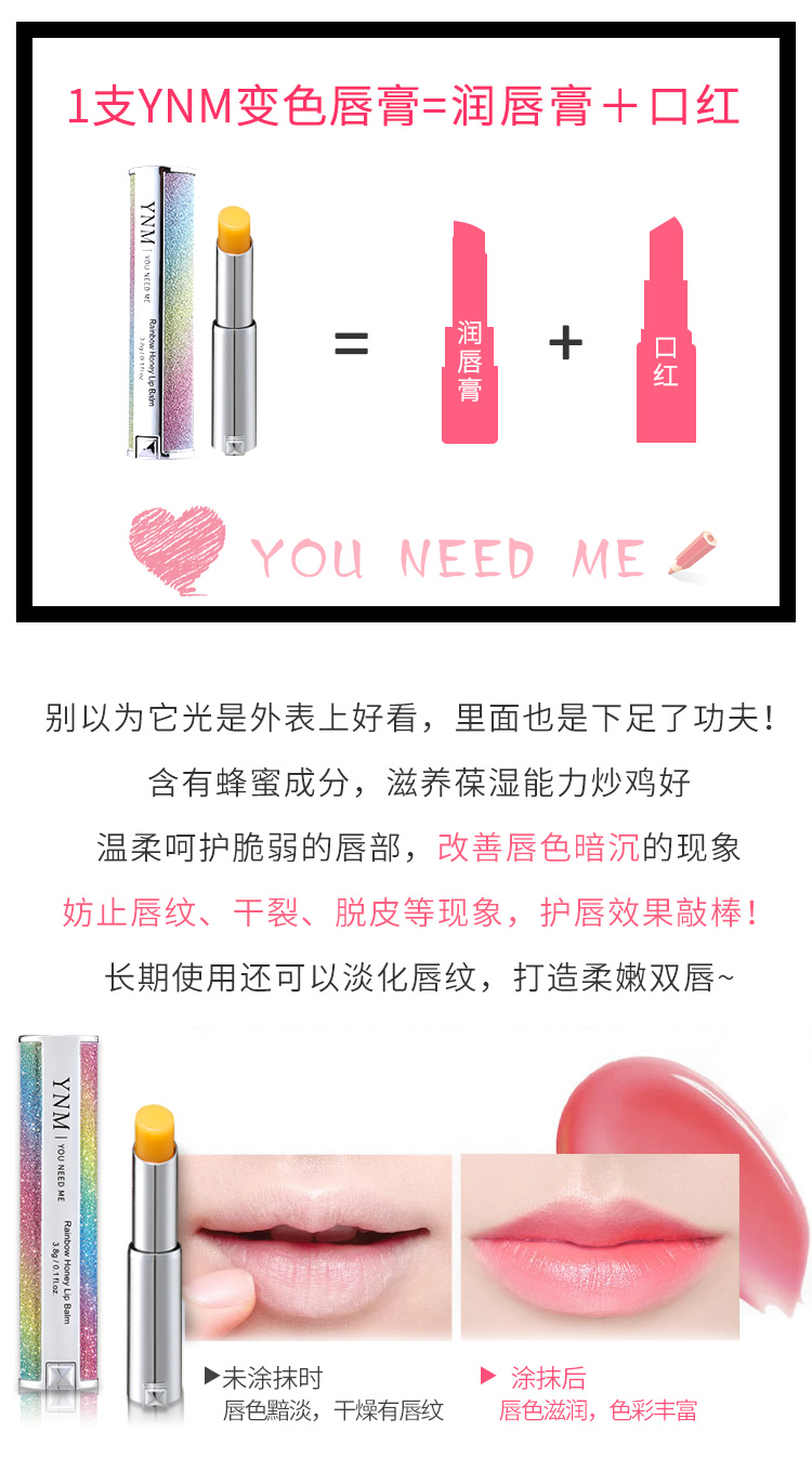 Son môi Xianqi Sparkling Hàn Quốc YNM Rainbow Honey Color Lipstick Gradient Son môi dưỡng ẩm cho nữ sinh viên black rouge ver 8
