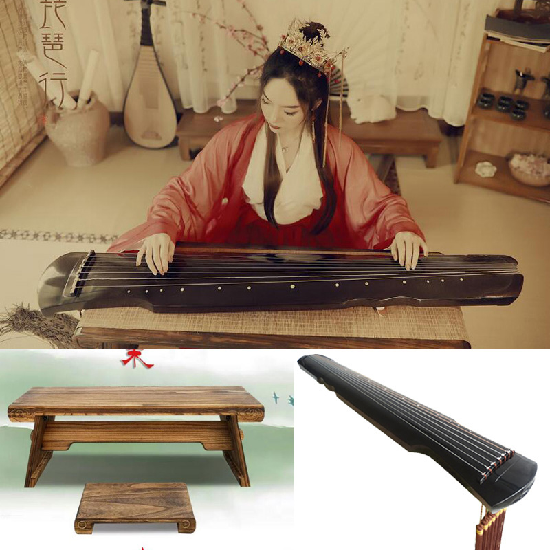 New Chinese Wind Ancient Costume Photography Props Guqin Small Guzheng Retro Photo Props Seven Strings of the Musical Props