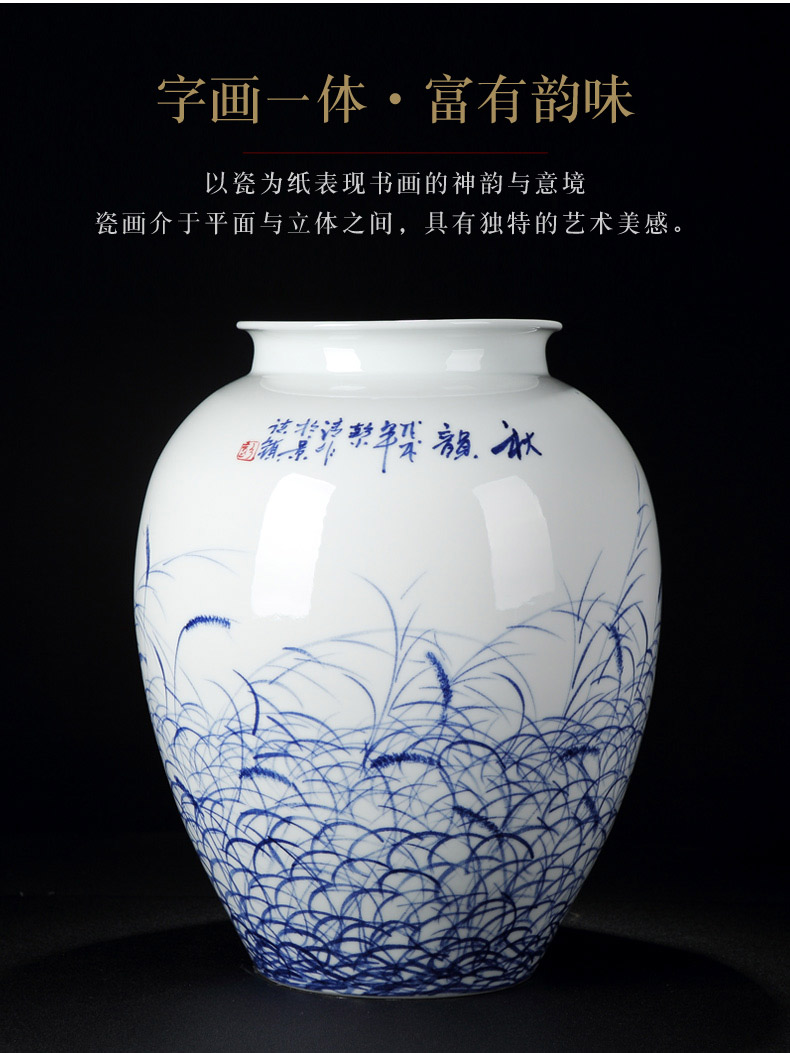 Jingdezhen blue and white glaze vase vase colorful hand - drawn mesa