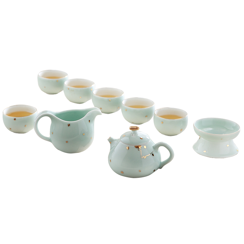 Jingdezhen kung fu tea set suit I sitting room is contracted household celadon teacup ceramics teapot small tea cups