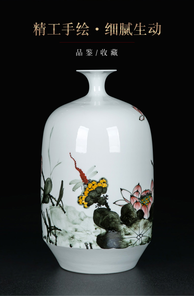 Jingdezhen Chinese vase household mesa adornment furnishing articles sitting room flower arranging traditional classical ceramics handicraft