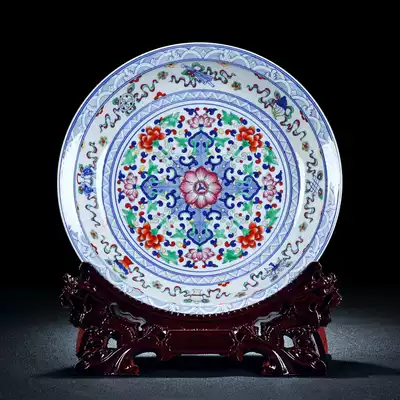 Jingdezhen ceramic porcelain plate decoration decoration flower Chinese plate viewing plate home living room craft gift decoration decoration