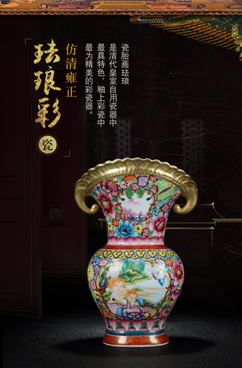 Jingdezhen ceramic vase imitation is the the qing emperor kangxi hand colored enamel flower gold flat bottles