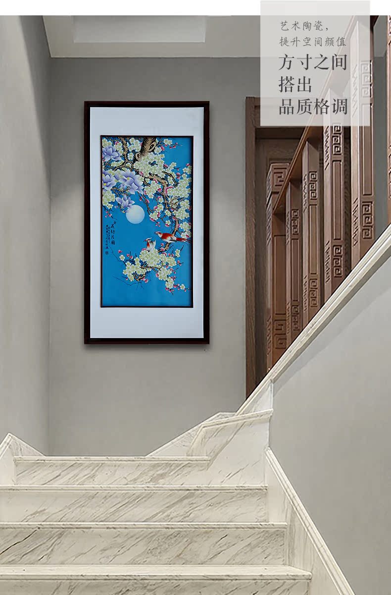 Jingdezhen ceramic painting birds and flowers adornment porcelain plate painting the sitting room is the study of new Chinese style sofa background porch hang a picture