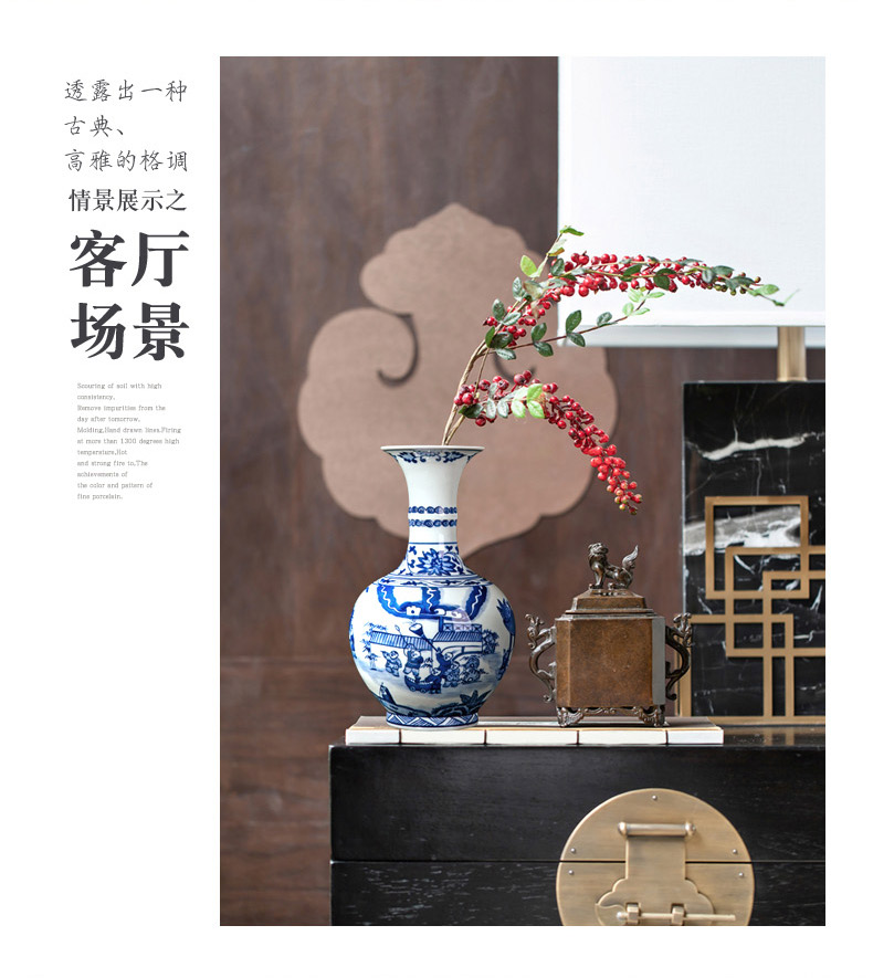 Vase furnishing articles flower adornment jingdezhen blue and white Vase ceramic antique wood, small desktop Chinese Vase