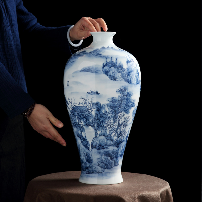 Jingdezhen porcelain vase painting shan spring bottle sitting room of Chinese style painting porcelain vase