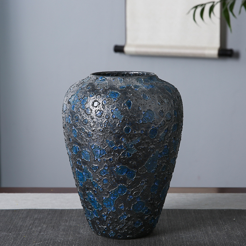 Jingdezhen ceramic vases, pottery blue mercifully retro classic flower arrangement home sitting room adornment is placed