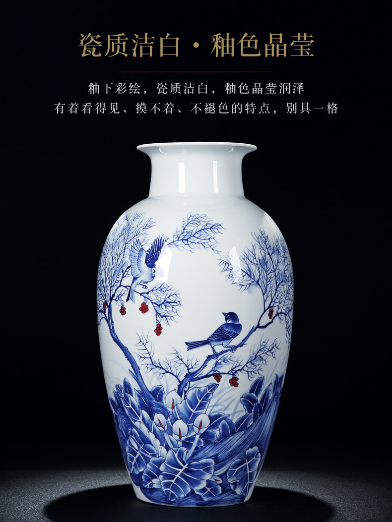 Jingdezhen ceramic vase furnishing articles large modern new Chinese checking porcelain bottle home sitting room furnishings