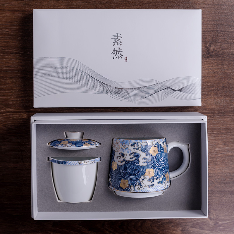 Colored enamel personal special cups with cover filtration separation ceramic masters cup cup tea tea tea gifts