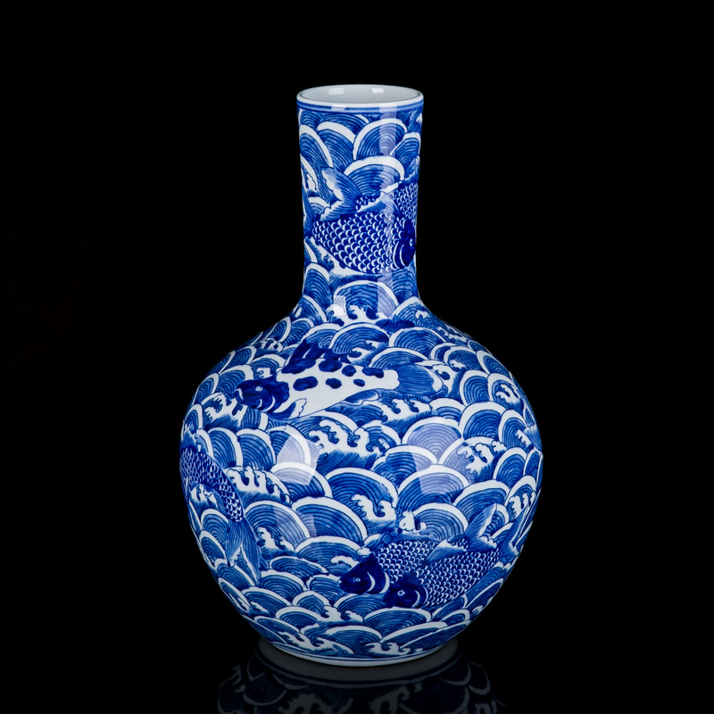 Jingdezhen hand made blue and white porcelain vase furnishing articles household act the role ofing is tasted, the sitting room TV ark, new Chinese style ceramic bottle arranging flowers