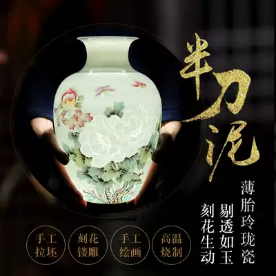 Jingdezhen vase Antique hand-painted exquisite porcelain flower blooming rich exquisite ceramic vase living room decoration floor