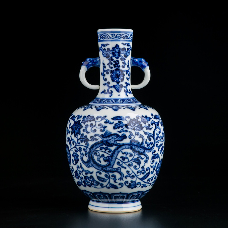 Chinese antique vases, flower arrangement sitting room firewood small jingdezhen porcelain decoration with the dragon study furnishing articles