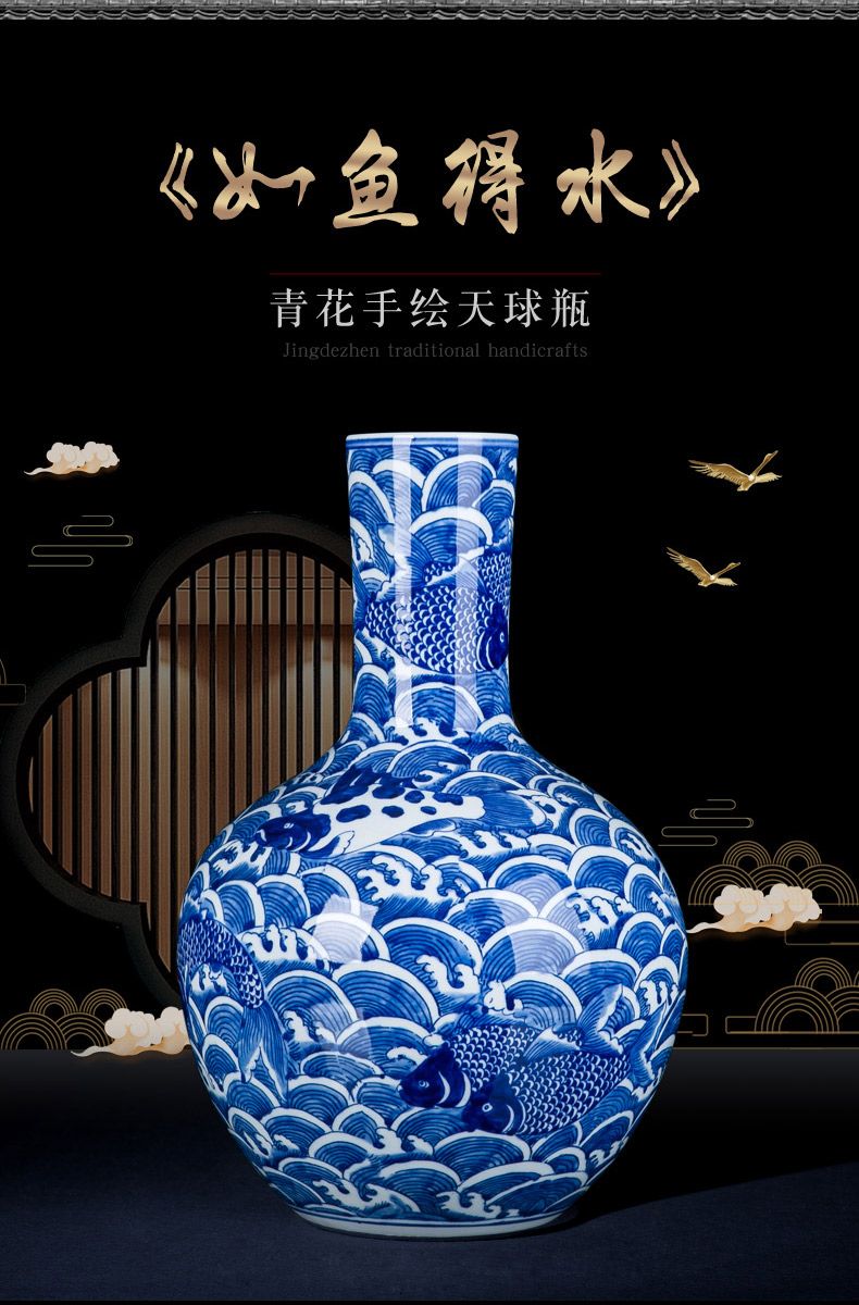 Jingdezhen hand made blue and white porcelain vase furnishing articles household act the role ofing is tasted, the sitting room TV ark, new Chinese style ceramic bottle arranging flowers