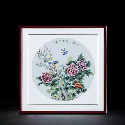 Jingdezhen porcelain plate painting hanging painting Antique hand-painted Chinese ceramics Rich Changchun porcelain plate painting collection painting living room decoration