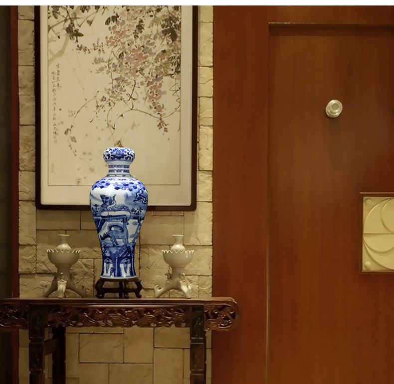 Jingdezhen porcelain hand - made ceramic vase with spring garlic furnishing articles study adornment archaize sitting room crane, deer may bottle