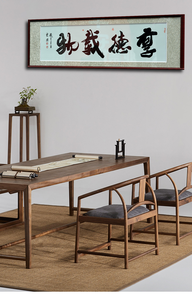 Jingdezhen hand - made porcelain plate painting calligraphy word study of new Chinese style tea solid wooden frame, hang a picture to the sitting room adornment background