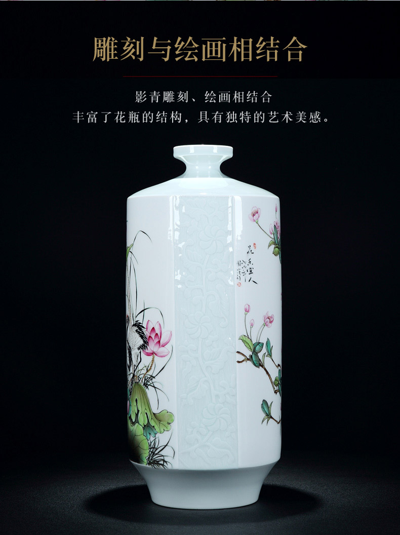 Jingdezhen vase furnishing articles flower arranging light sitting room key-2 luxury decoration pastel hand - made mesa vase manual art ceramic bottle