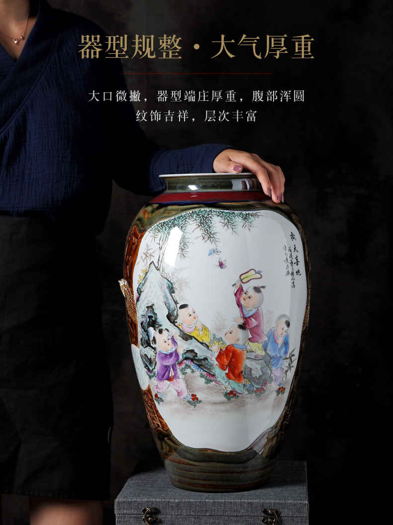 Jingdezhen hand - made archaize ceramic vase home sitting room adornment is placed manually famille rose porcelain arts and crafts