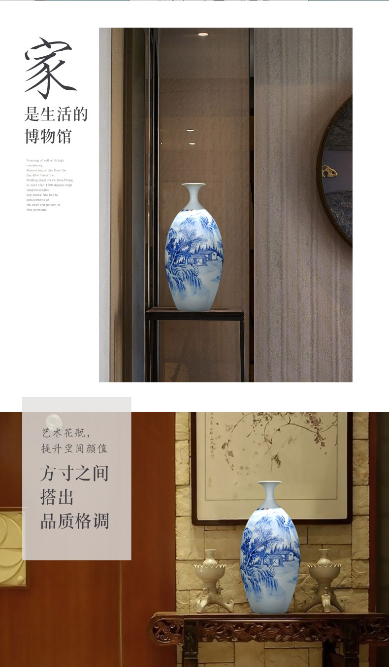 Jingdezhen porcelain hand - made ceramic vase furnishing articles study adornment archaize sitting room as a spring