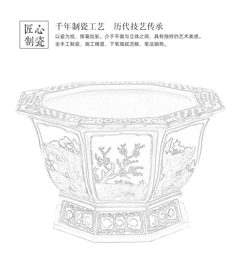 Anise jingdezhen blue and white flower pot ceramics hand - made podocarpus flowerpot to welcome orchid basin ancient potted the plants